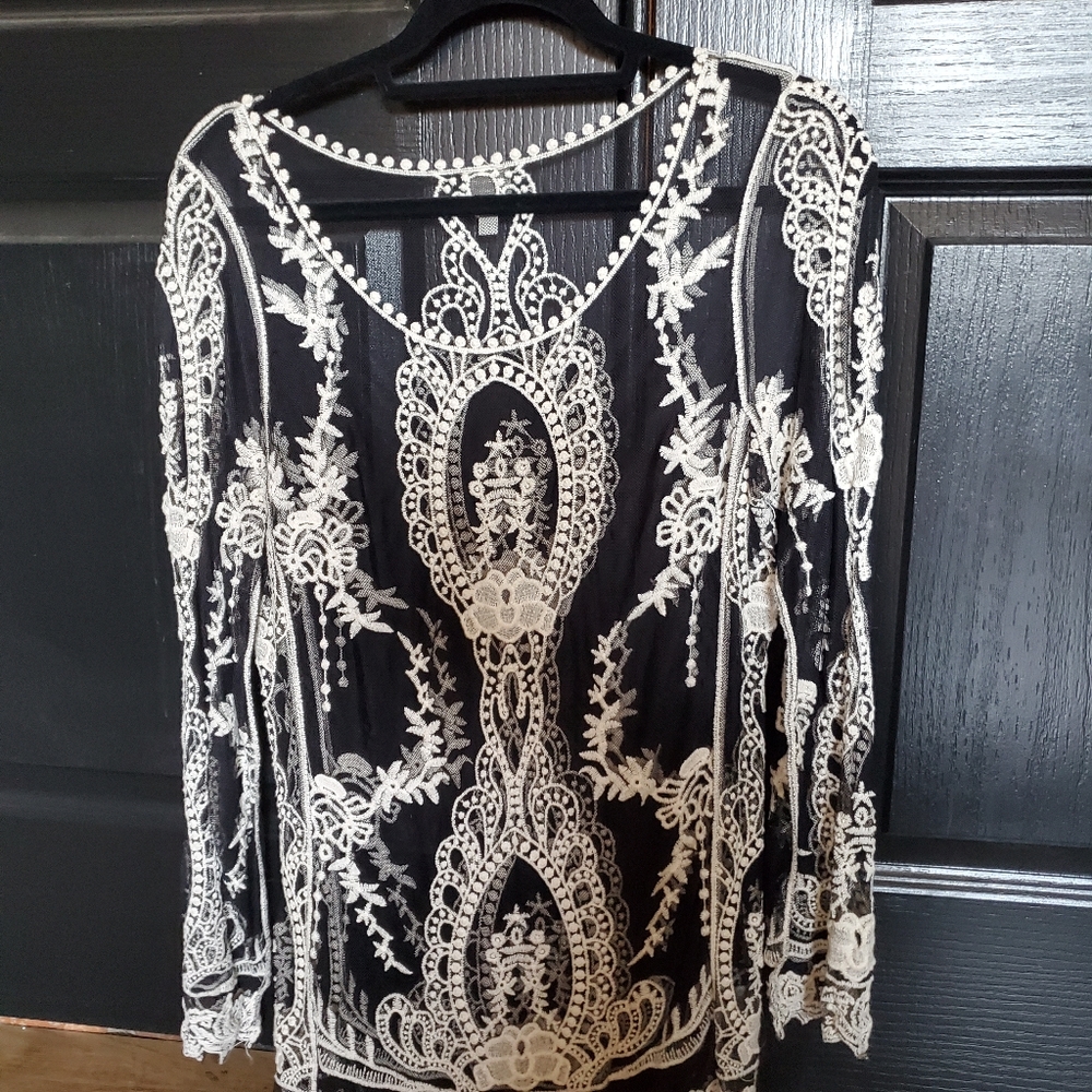 Embroidered lace top